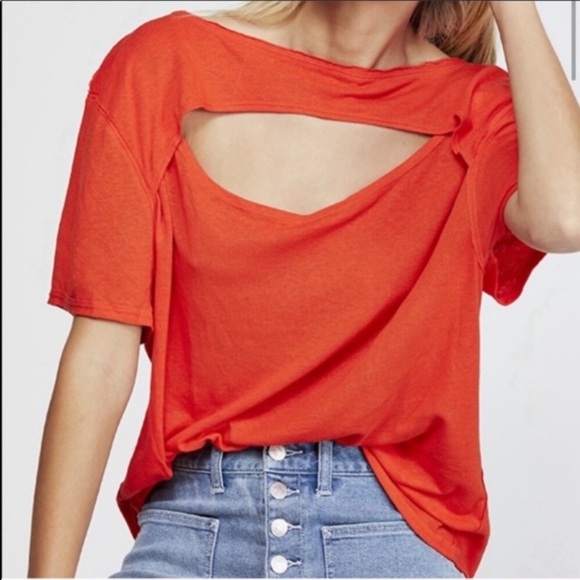 FREE PEOPLE - WE THE FREE June Tee in Rome Red Small - Picture 2 of 9